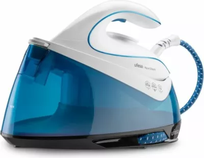 Stacion hekurosjeje me avull UFESA Aqua Steam MPN 80205362 2400W, 6 bar, rezervuar 1.5L, blu/bardhë