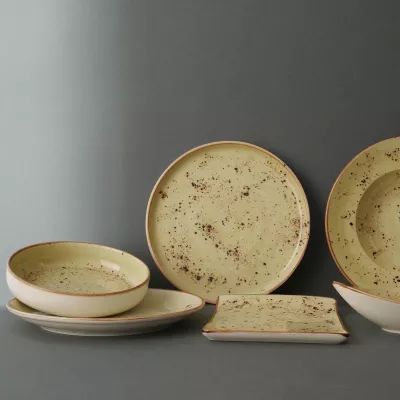 Kanarçe qumështi Fine Dine 85 ml porcelan i vitrikuar, e gjelbër, set 6 copë