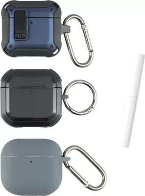 Mbështjellës AirPods 4smarts Alpha Set 3 copë, blu, gri, zi