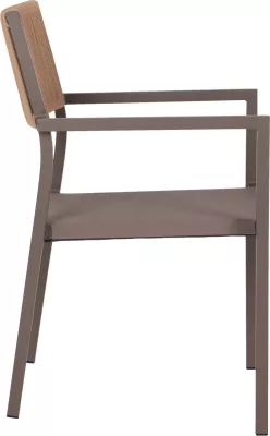 Karrige profesionale alumini, ngjyrë shampanje, me shpinë PE rattan, FH5893.03, 55.5x58.5x83 cm