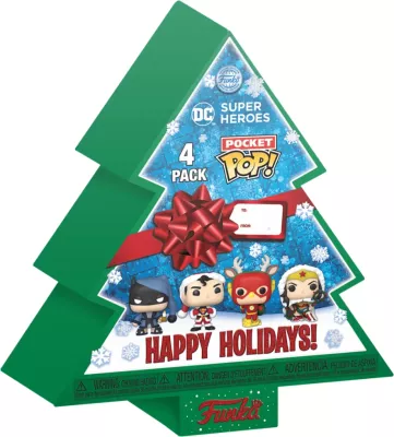 Figurina koleksionuese Funko Pocket Pop! DC Holiday Tree Holiday Box, set 4 copë