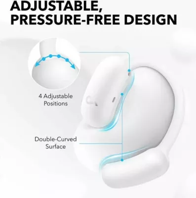 Kufje wireless ANKER Soundcore AeroFit 2 A3874G21, open-ear, Hi-Res LDAC, karikim wireless, IP55, me kuti karikimi, të bardha