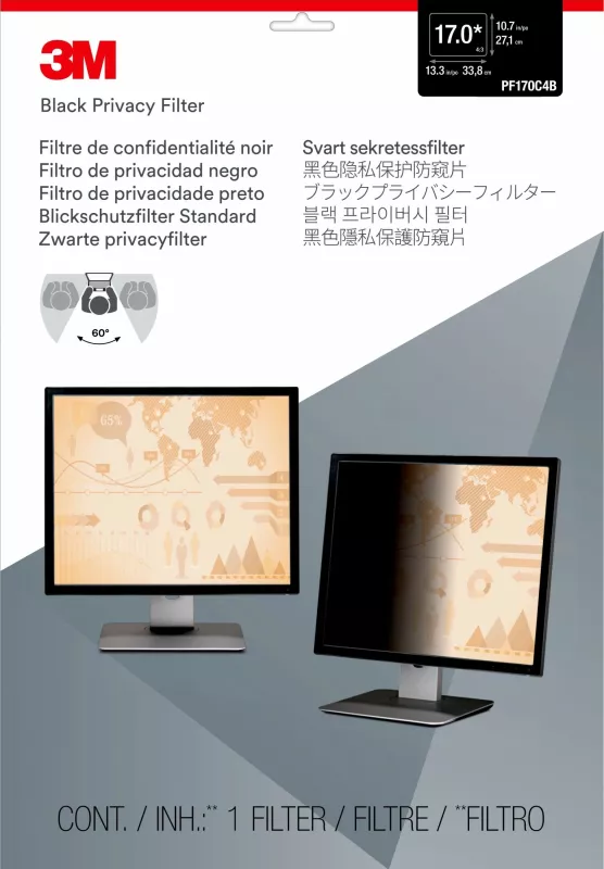 Filter privatësie 3M për monitor 17in, 5:4, ngjyrë e zezë