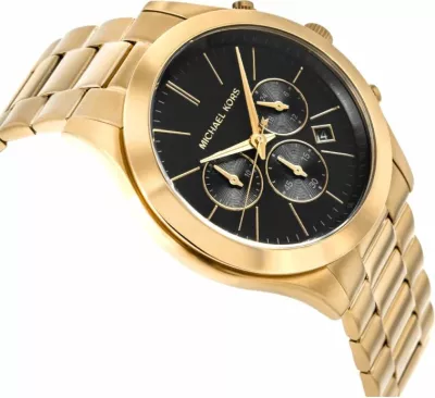 Orë dore me portofol Michael Kors për meshkuj, e artë
