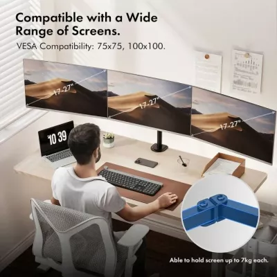 Mbajtëse tavoline për 3 monitorë VONHAUS 3000474 deri 27\", VESA 75x75/100x100, e zezë
