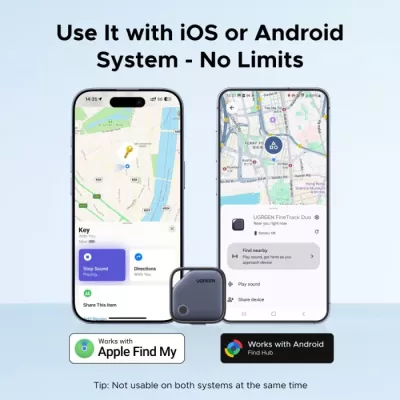 Tracker Bluetooth UGREEN Finder Pro 75646P, USB-C i rikarikueshëm, 4 copë, i zi