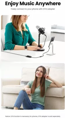 kartë zëri USB e jashtme UGREEN 40964, USB 2.0, 3x 3.5mm, kontroll volum + mute, e zezë