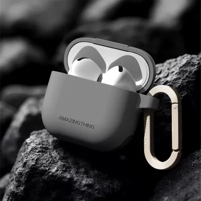 Mbështjellës AmazingThing Omni Case për AirPods 4, i zi