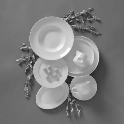 Pjatë nën filxhan espresso Fine Dine Pure Bianco 100 mm, e bardhë, set 12 copë