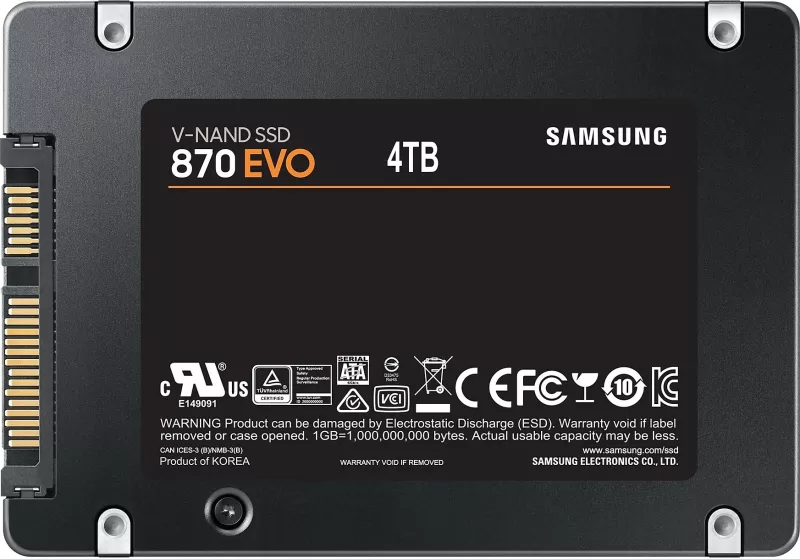 SSD Samsung 870 EVO, 4 TB, 2.5", 560 MB/s, 6 Gbit/s, e zezë