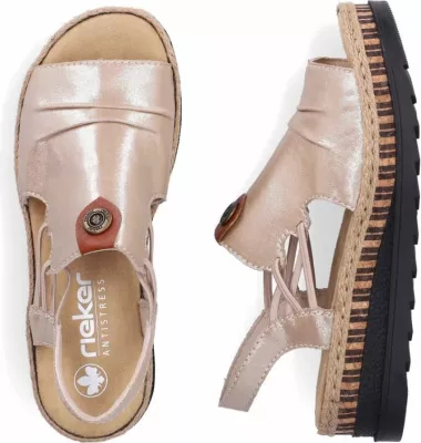 Sandale wedge për femra Rieker V7972-60, të arta