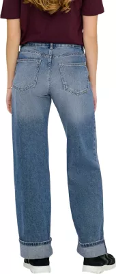 Xhinse të gjera për femra Only ONLELLA MW WIDE FOLD UP DNM TAI519 NOOS 15344976, blu denim [Madhësia: M]