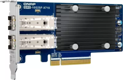 Kartë rrjeti QNAP QXG-10G2SF-X710 10GbE, 2 porta SFP+ (10G/1G), PCIe Gen3 x8, fanless, paketë 3 kllapa