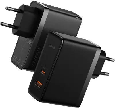 Karikues rrjeti Baseus GaN Pro Fast Charger C+U 100W me kabllo 1m, i zi