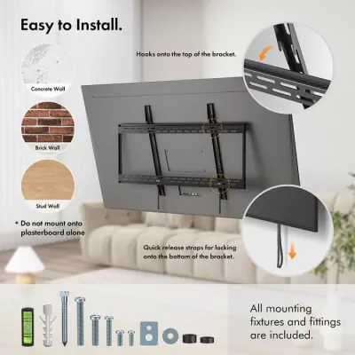Mbajtëse fikse muri për TV VonHaus 3005092, 60-120\", deri 120 kg, VESA 200x200-900x600, e zezë