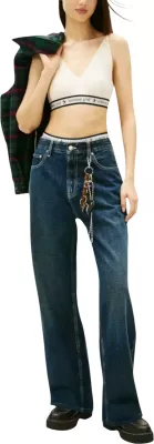 Crop top për femra Tommy Hilfiger Jeans DW0DW22501, krem [Madhësia: M]