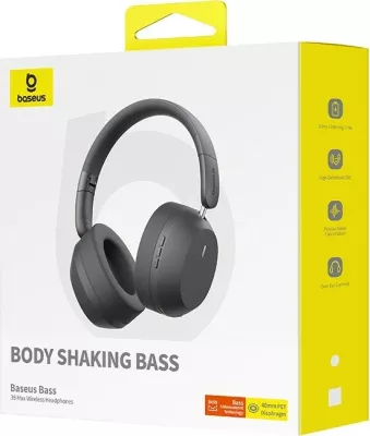 Kufje Baseus Bass 35 Max, me kabllo & pa kabllo, Bluetooth, Gri
