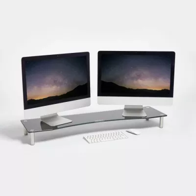 Mbajtëse monitori VONHAUS 3000294 XL 100 cm, xham i temperuar, deri 30 kg, për 2 monitorë, e zezë