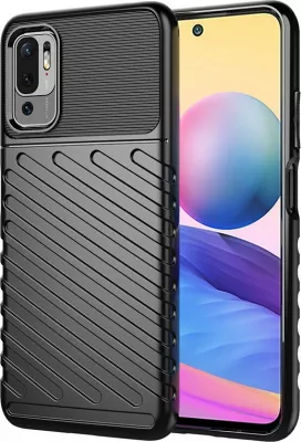 Mbështjellës Hurtel Thunder Case për Xiaomi Redmi Note 10 5G / Poco M3 Pro, i zi