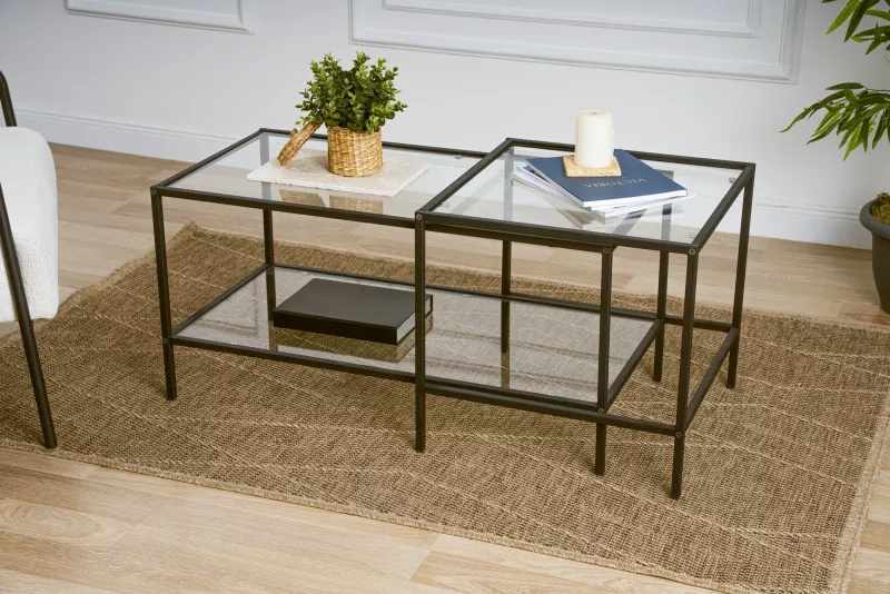 Set tavolinash kafeje Hanah Home, Sevay, e zezë