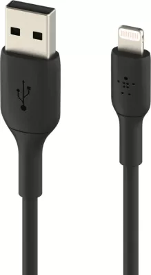 Kabllo Belkin PVC USB-A në Lightning, 1M, e Zezë