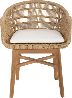Karrige LAMORA FH9826 dru teak-litar sintetik-jastëk 60x61x78H cm