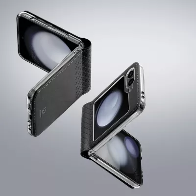 Mbështjellës Dux Ducis Brill për Samsung Galaxy Z Flip 6, lëkurë ekologjike, i zi