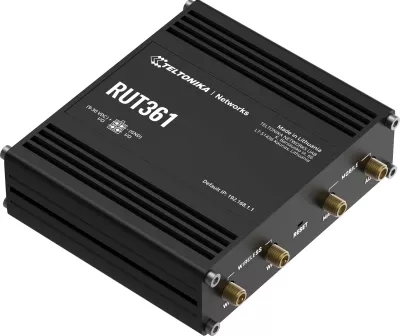 Router industrial Teltonika RUT361, 4G LTE Cat 6, Wi‑Fi 4, 2x RJ45 100Mb/s, i zi