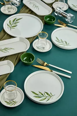 Set mëngjesi 23 pjesësh, Hermia Concept, Botanic 23KH, ngjyrë e gjelbër