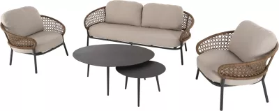Set salloni për jashtë 5 pjesë BREY FH6079 alumini antracit-kaki PE ratan-bezh jastëkë