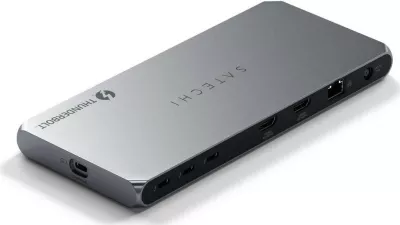Docking station Satechi Thunderbolt 4, 2x USB-A, 2x HDMI, Ethernet, ngjyrë argjendi