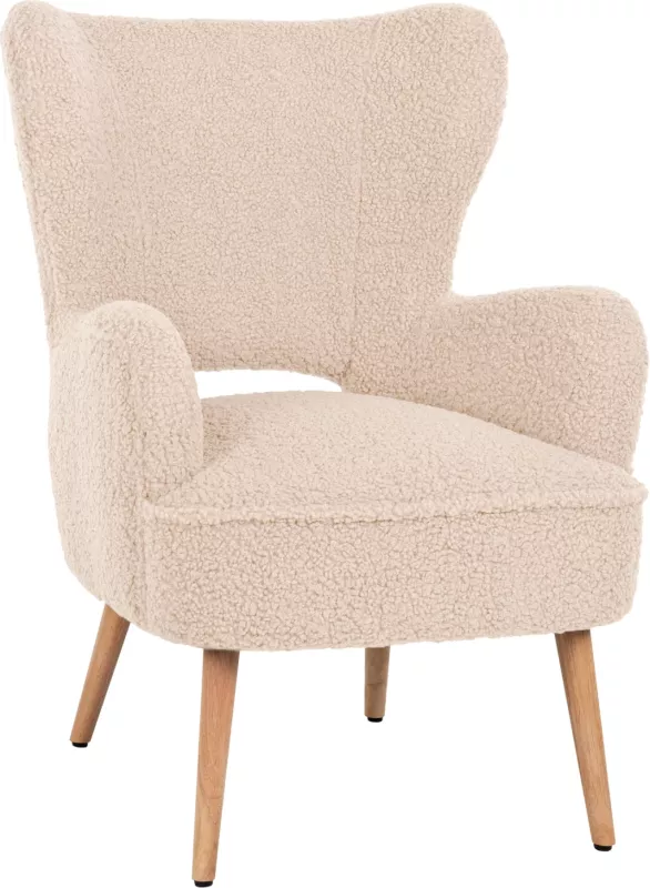 Karrige MYLIE FH8394.23, pëlhurë boucle e bardhë, 66x75x93H cm
