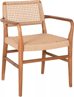 Karrige për ngrënie ROSCO FH6132 dru tik natyral, litar VIRO bezhë 56x54.5x78 cm