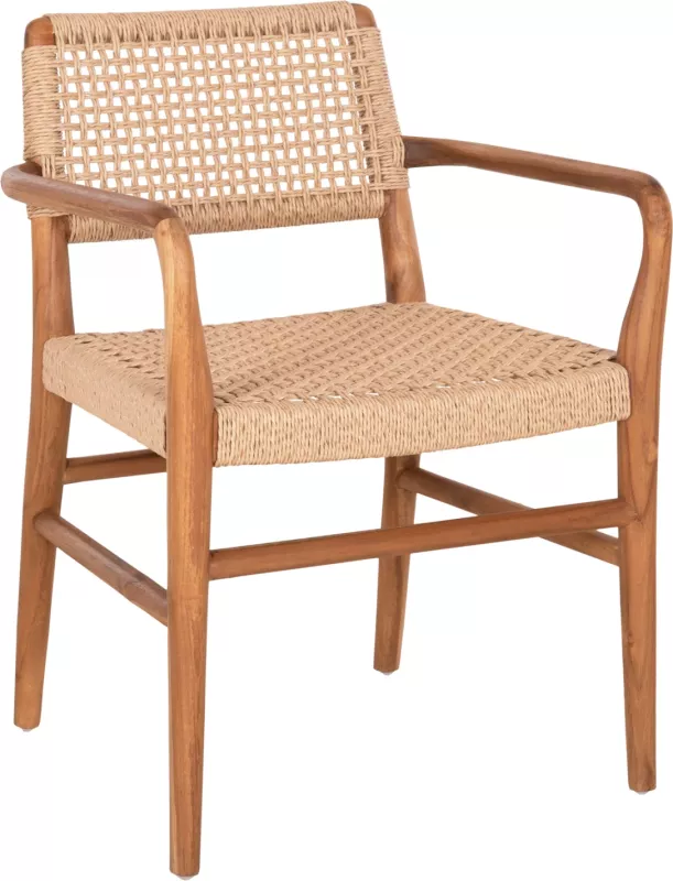 Karrige për ngrënie ROSCO FH6132 dru tik natyral, litar VIRO bezhë 56x54.5x78 cm
