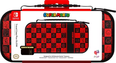Kuti udhëtimi për Nintendo Switch PDP Switch Travel Case Plus Mario Icon Glow in the Dark, e kuqe/zezë