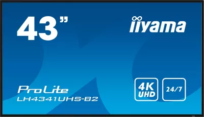 Ekran profesional Digital Signage IIYAMA ProLite LH4341UHS-B2 43\", 4K UHD, 24/7, i zi