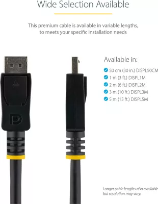 Kabllo DisplayPort StarTech DISPL3M, DP 1.2, 3m, 4K@60Hz, DP-DP, e zezë