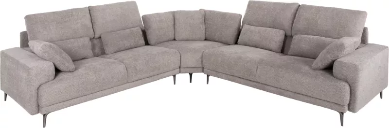 Divan qoshe SYMMET FH3269.01, pëlhurë gri e çelur, këmbë antracit me shkëlqim, 314x236x90-102H cm