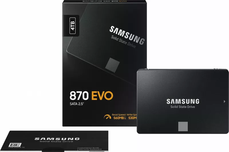 SSD Samsung 870 EVO, 4 TB, 2.5", 560 MB/s, 6 Gbit/s, e zezë