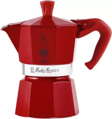 Moka Bialetti Moka Express Winter Wonderland, 3 filxhanë, 140 ml, Kuqe, Argjendtë