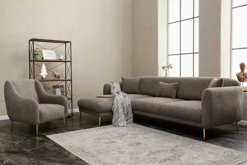 Kënd-sofë krevati Atelier del Sofa, Simena, kënd majtas, ngjyrë gri-ari