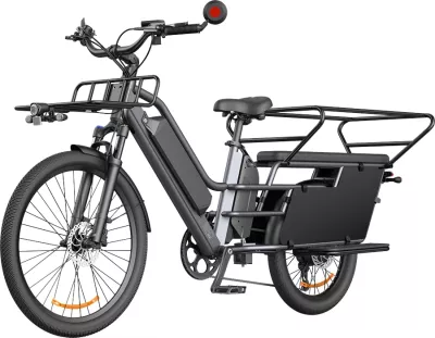 biçikletë elektrike kargo ADO Oasis 261T, motor 250W, bateri dyfishe 48V 13.5Ah + 48V 9Ah, deri 180 km, gri, me dorezë gazi