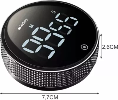 Timer digjital Tadar 5900779944022, magnetik, LCD, 0–99 min 55 sek, 3xAAA, e argjendtë