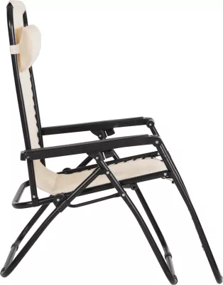 Karrige relaks COMPANION HM5095.12, metal i zi + textilene bezhë, 67x145x110H cm