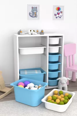 Dollap multifunksional Hanah Home, Zen 2D2K6U, i bardhë dhe kaltër