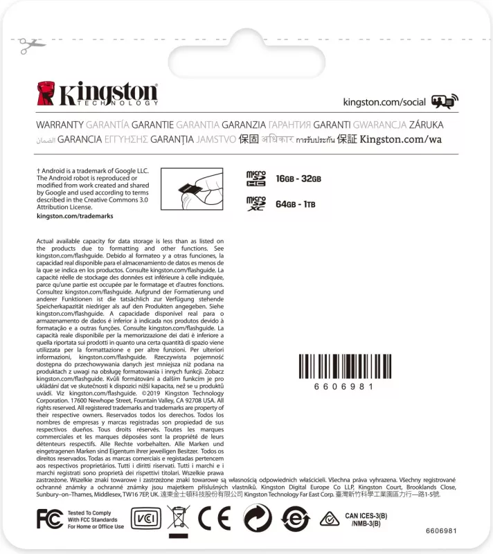 Kartelë microSDXC Kingston 64GB Canvas Select Plus, 100 MB/s, e zezë