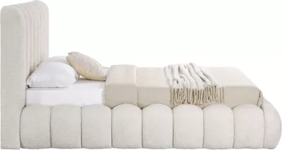 Krevat dopio me hapësirë për depo, stof chenille bezhë, BUBBLE CD727.03, dyshek 160x200cm