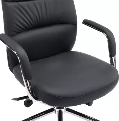 Karrige zyre TEETER, lëkurë PU e zezë, bazë kromi, 67x66x121cm