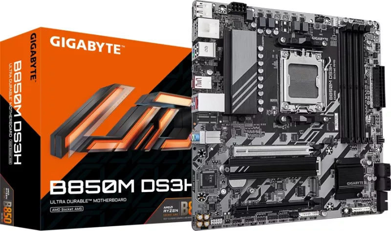 Pllakë amë GIGABYTE B850M DS3H, AM5, mATX, 4xDDR5, 2xM.2, 4xSATA 6G, 2.5Gb LAN, HDMI, 2xDisplayPort
