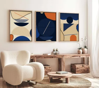 Pikturë dekorative me kornizë MDF (3 copë), Wallity, Huhu101, 20x30cm